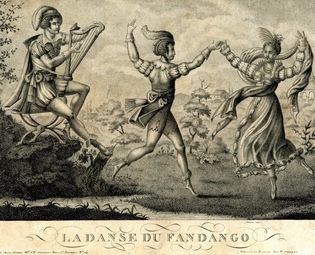 Scan Derra de Moroda Dance Archives: La Danse du Fandango. Lithografie (1700-1899), DdM ic B 152 - Lithography (1700-1899), DdM ic B 152.